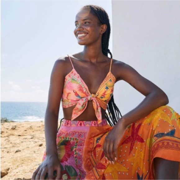 FARM Rio Tops - NWT FARM Rio Mixed Scarves Tie Top Size L